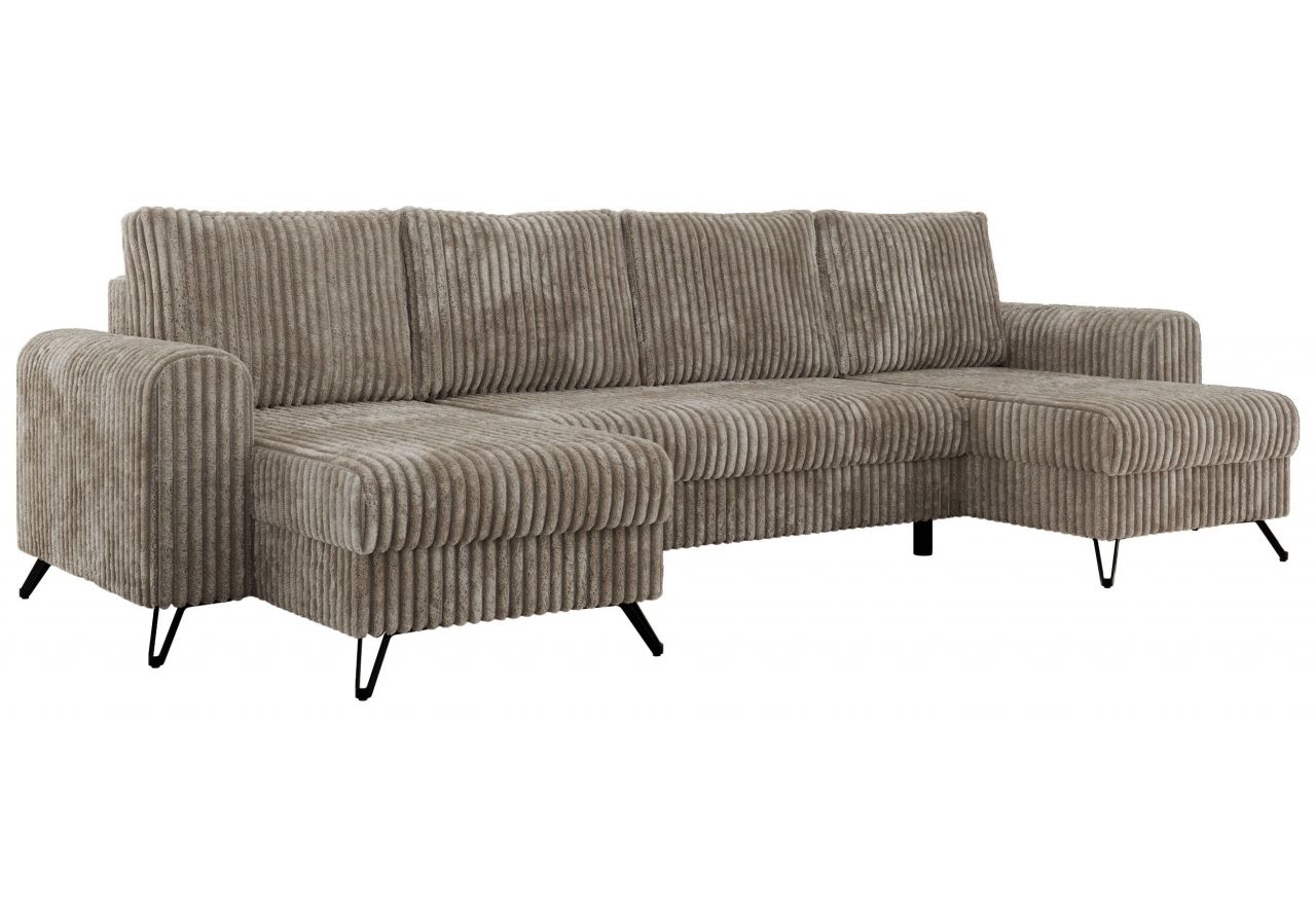 Narożnik AXEL U - uniwersalny - jasnobrązowy, sztruks