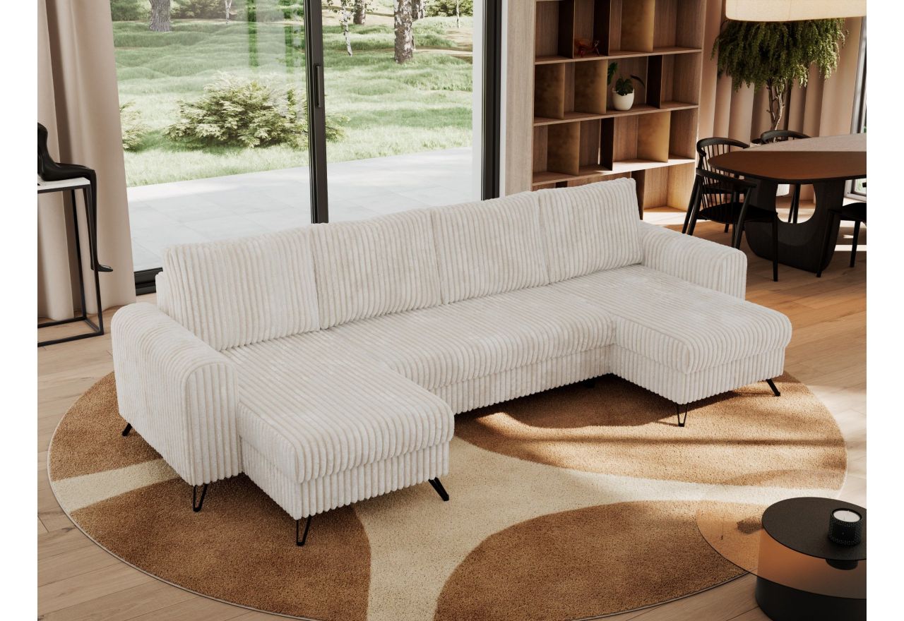 Narożnik AXEL U - uniwersalny - beżowy, sztruks