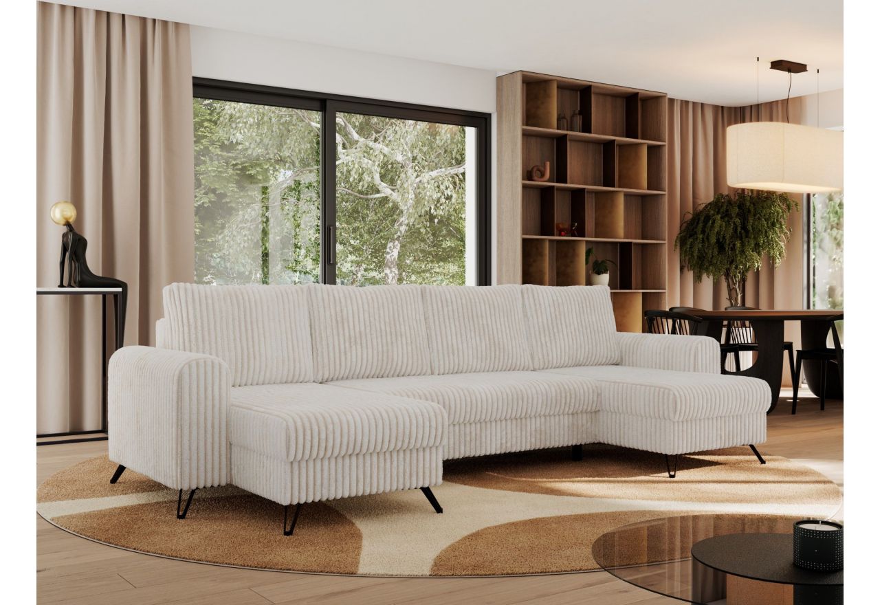 Narożnik AXEL U - uniwersalny - beżowy, sztruks