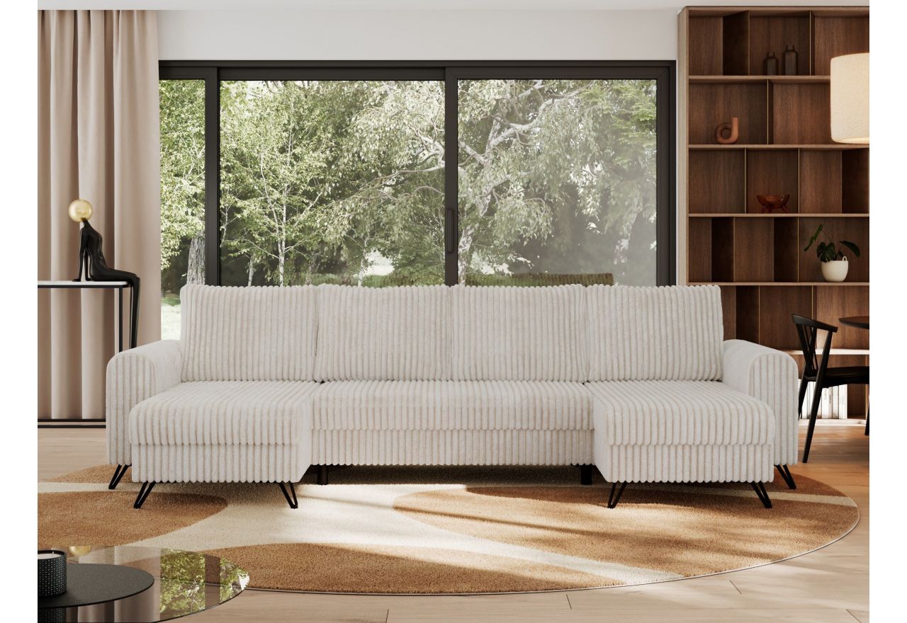 Narożnik AXEL U - uniwersalny - beżowy, sztruks