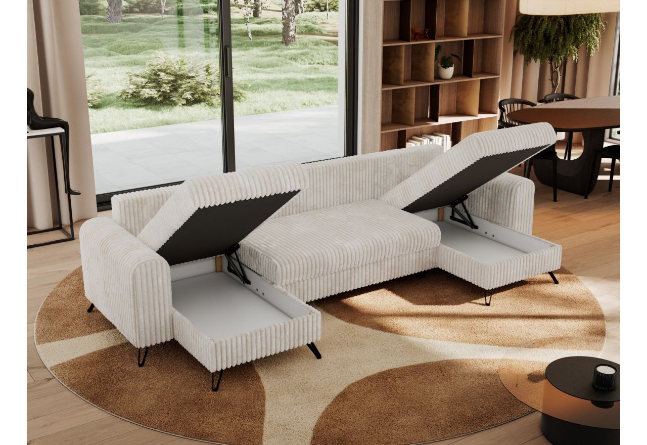 Narożnik AXEL U - uniwersalny - beżowy, sztruks