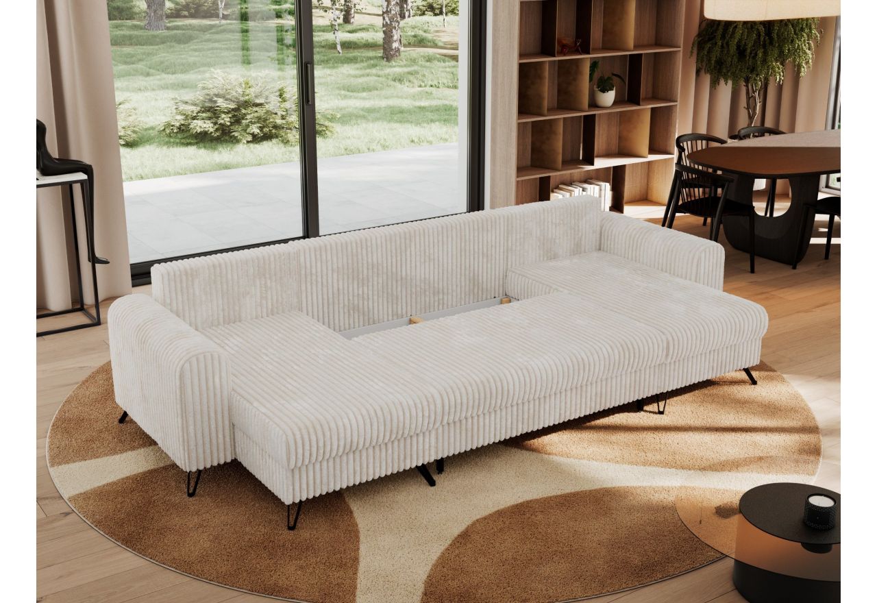 Narożnik AXEL U - uniwersalny - beżowy, sztruks