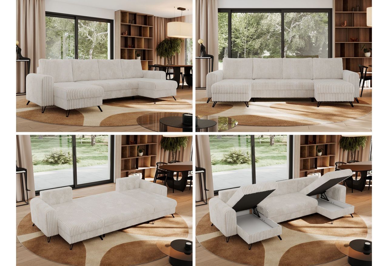 Narożnik AXEL U - uniwersalny - beżowy, sztruks