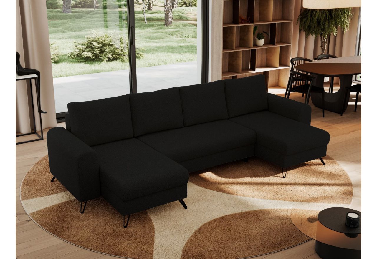 Narożnik AXEL U - uniwersalny - czarny, boucle