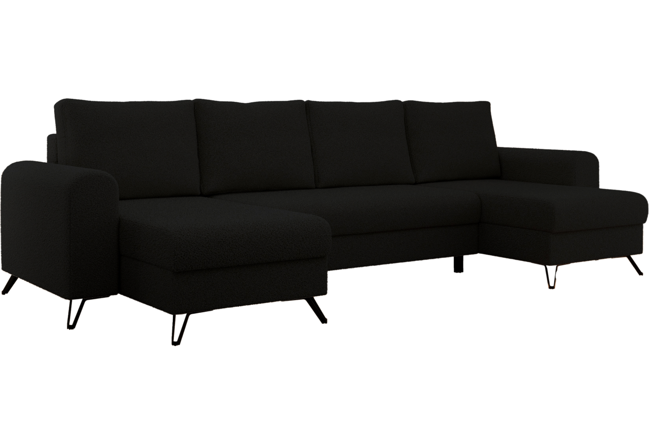 Narożnik AXEL U - uniwersalny - czarny, boucle