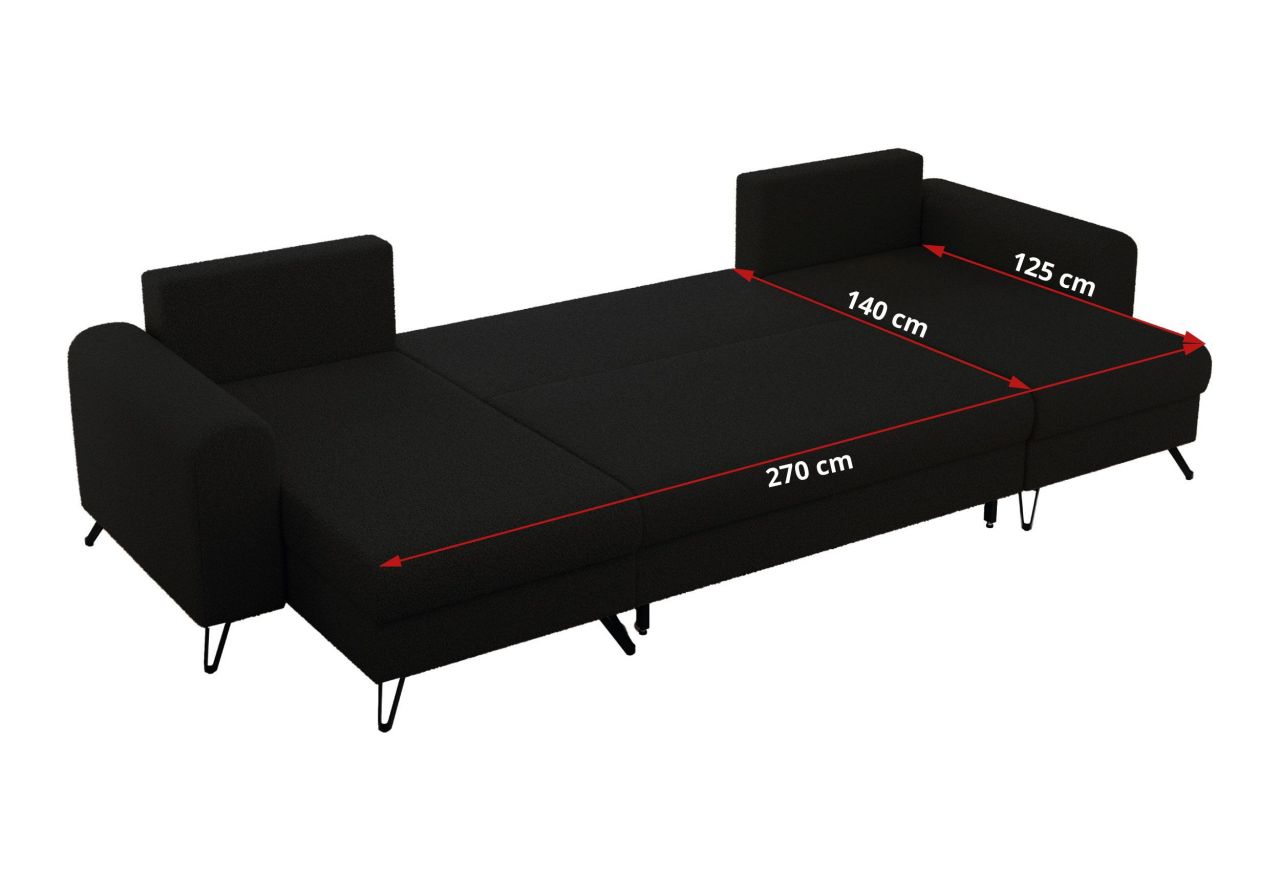 Narożnik AXEL U - uniwersalny - czarny, boucle