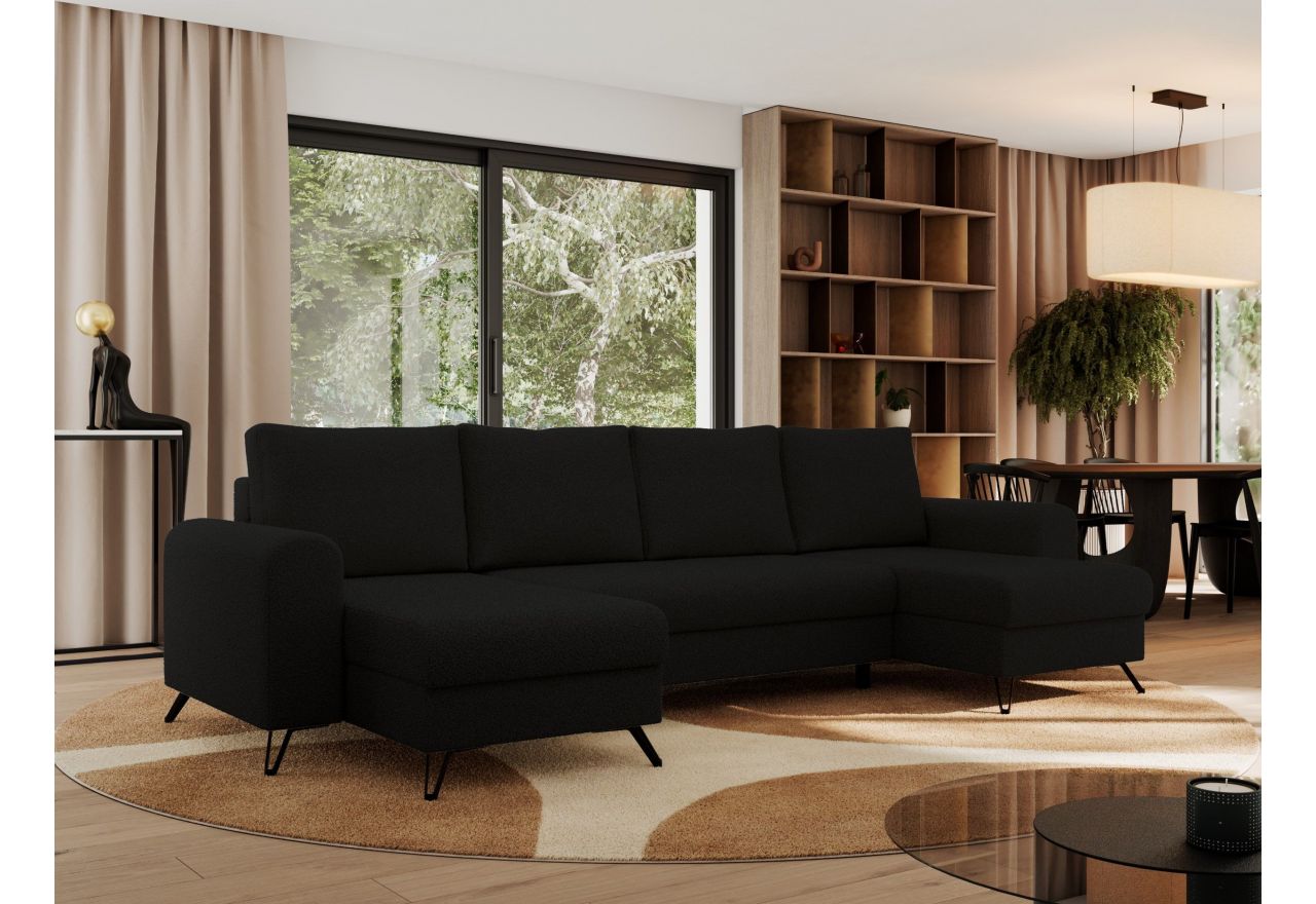 Narożnik AXEL U - uniwersalny - czarny, boucle