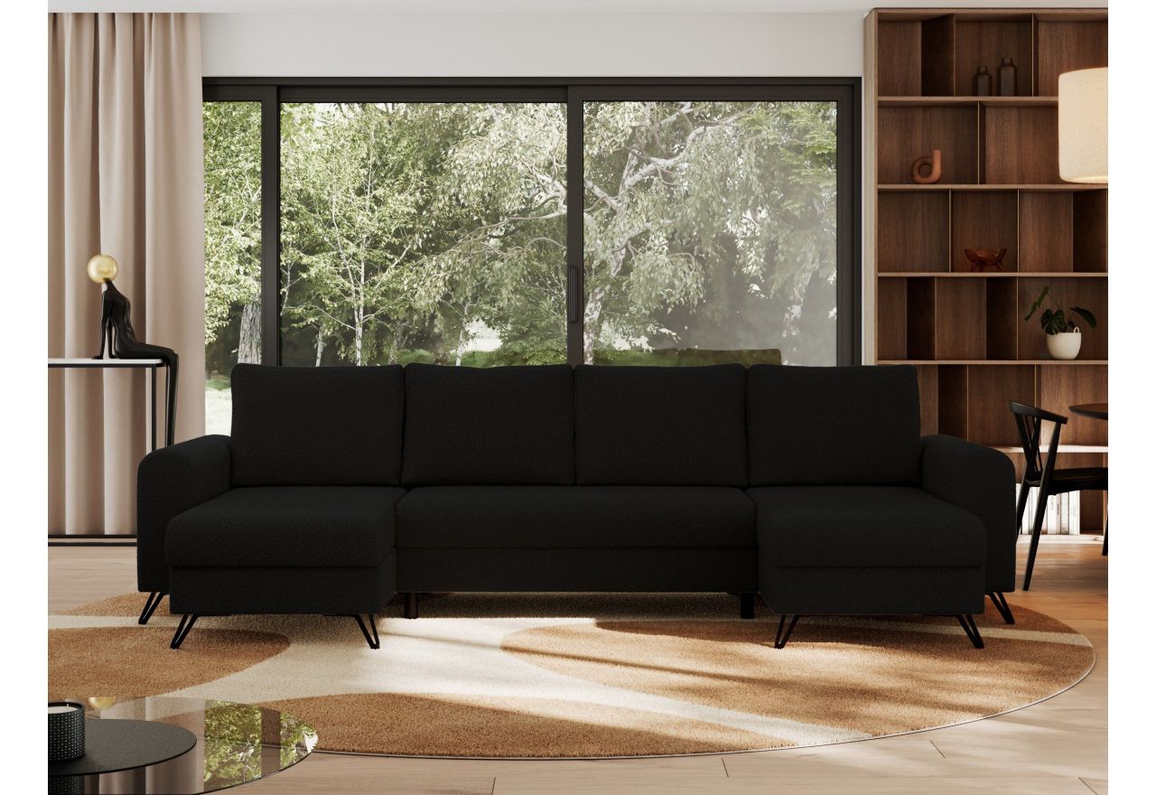 Narożnik AXEL U - uniwersalny - czarny, boucle