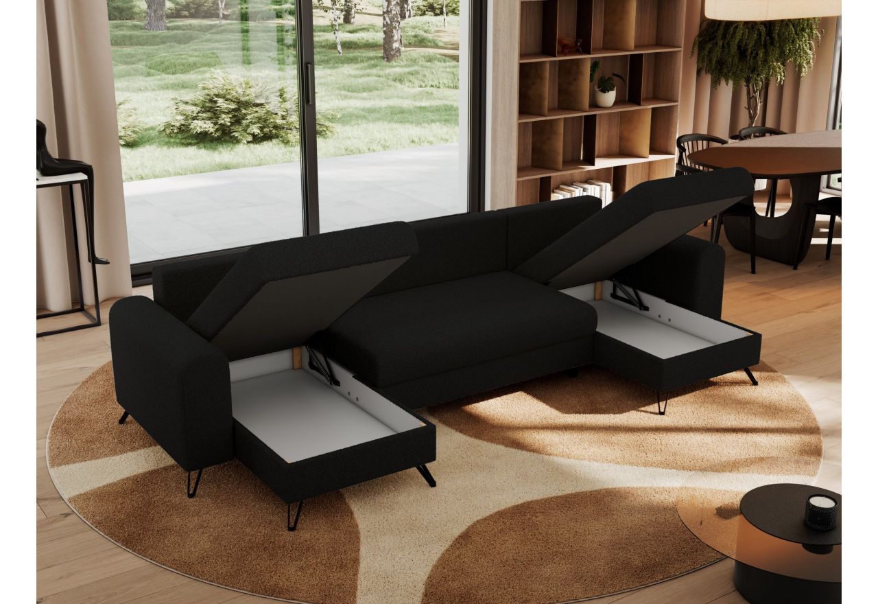 Narożnik AXEL U - uniwersalny - czarny, boucle