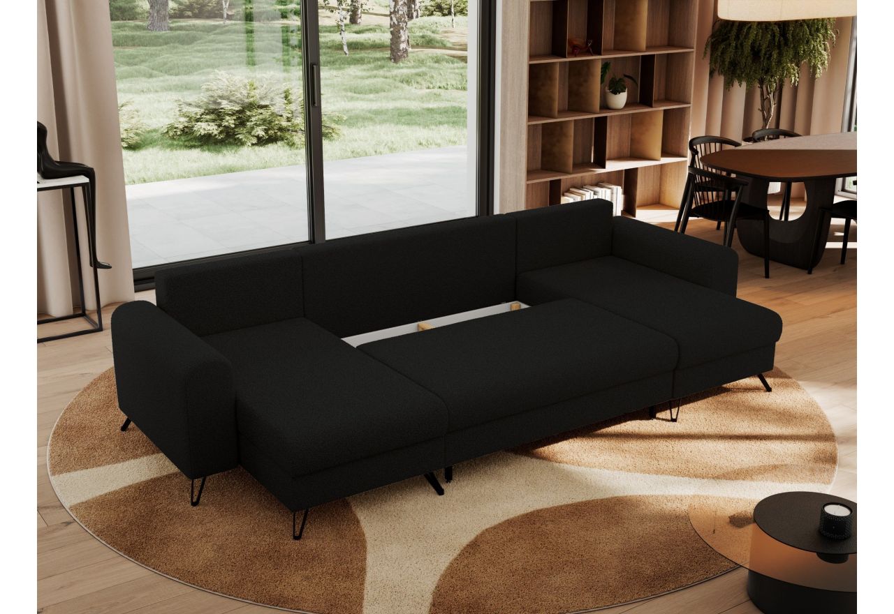 Narożnik AXEL U - uniwersalny - czarny, boucle