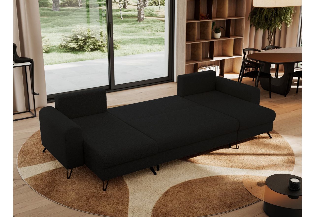 Narożnik AXEL U - uniwersalny - czarny, boucle