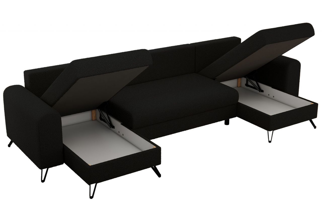 Narożnik AXEL U - uniwersalny - czarny, boucle