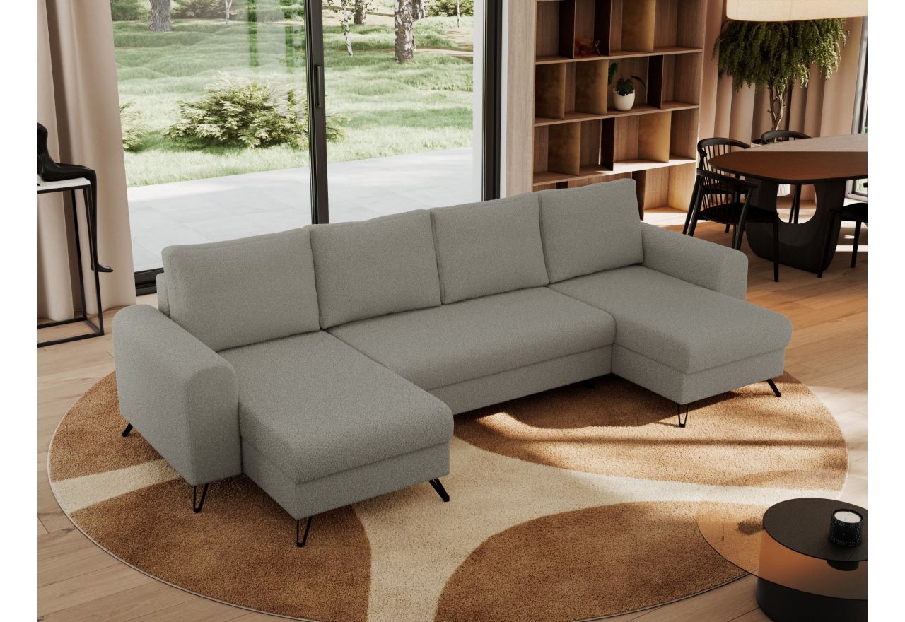 Narożnik AXEL U - uniwersalny - jasnoszary, boucle