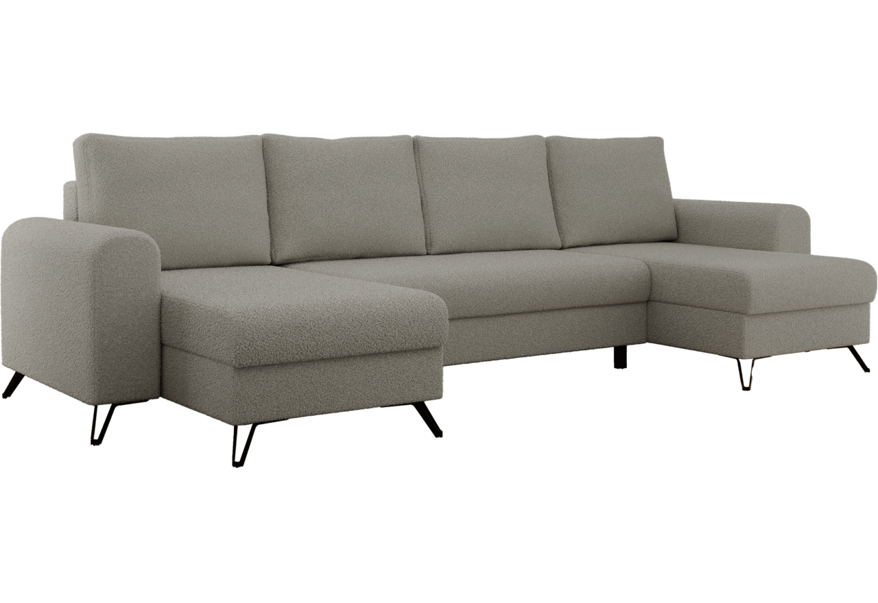 Narożnik AXEL U - uniwersalny - jasnoszary, boucle