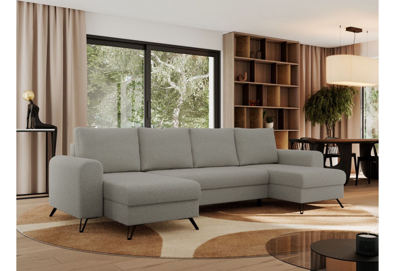 Narożnik AXEL U - uniwersalny - jasnoszary, boucle