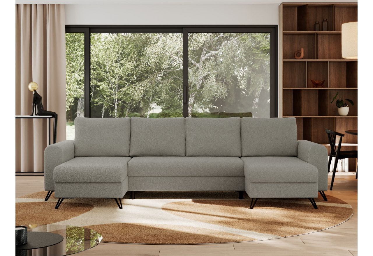 Narożnik AXEL U - uniwersalny - jasnoszary, boucle