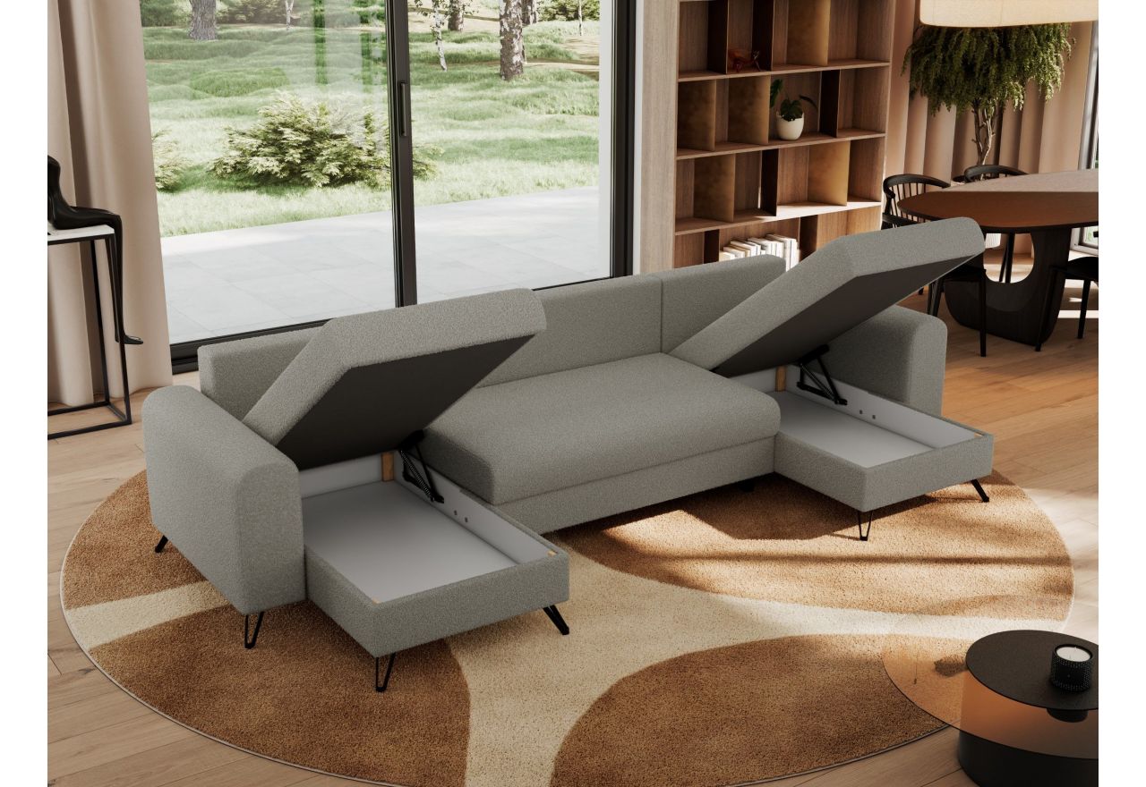 Narożnik AXEL U - uniwersalny - jasnoszary, boucle