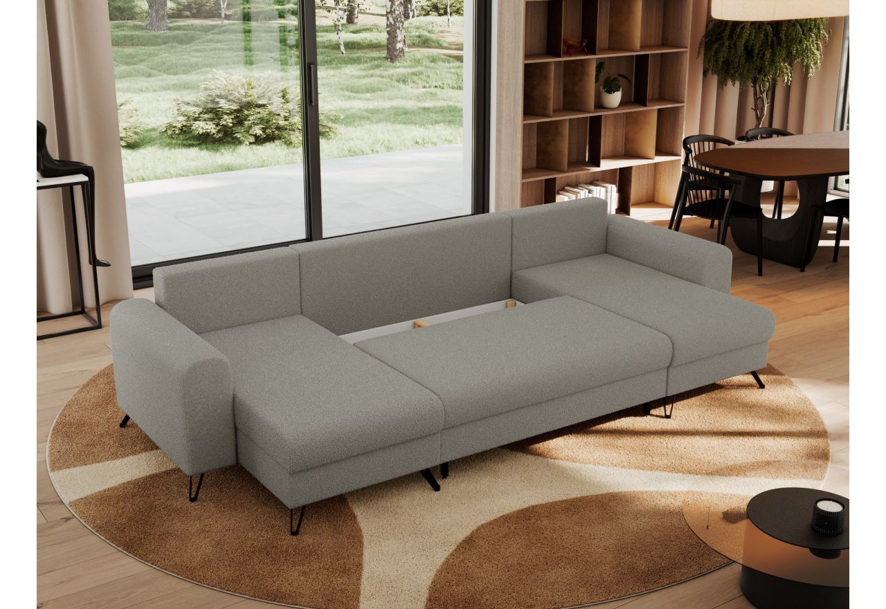 Narożnik AXEL U - uniwersalny - jasnoszary, boucle