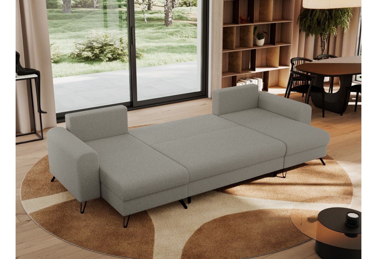 Narożnik AXEL U - uniwersalny - jasnoszary, boucle