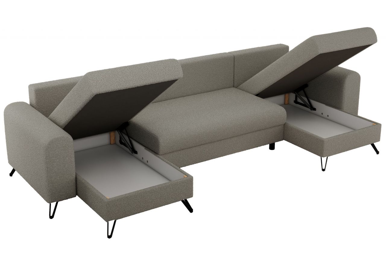 Narożnik AXEL U - uniwersalny - jasnoszary, boucle