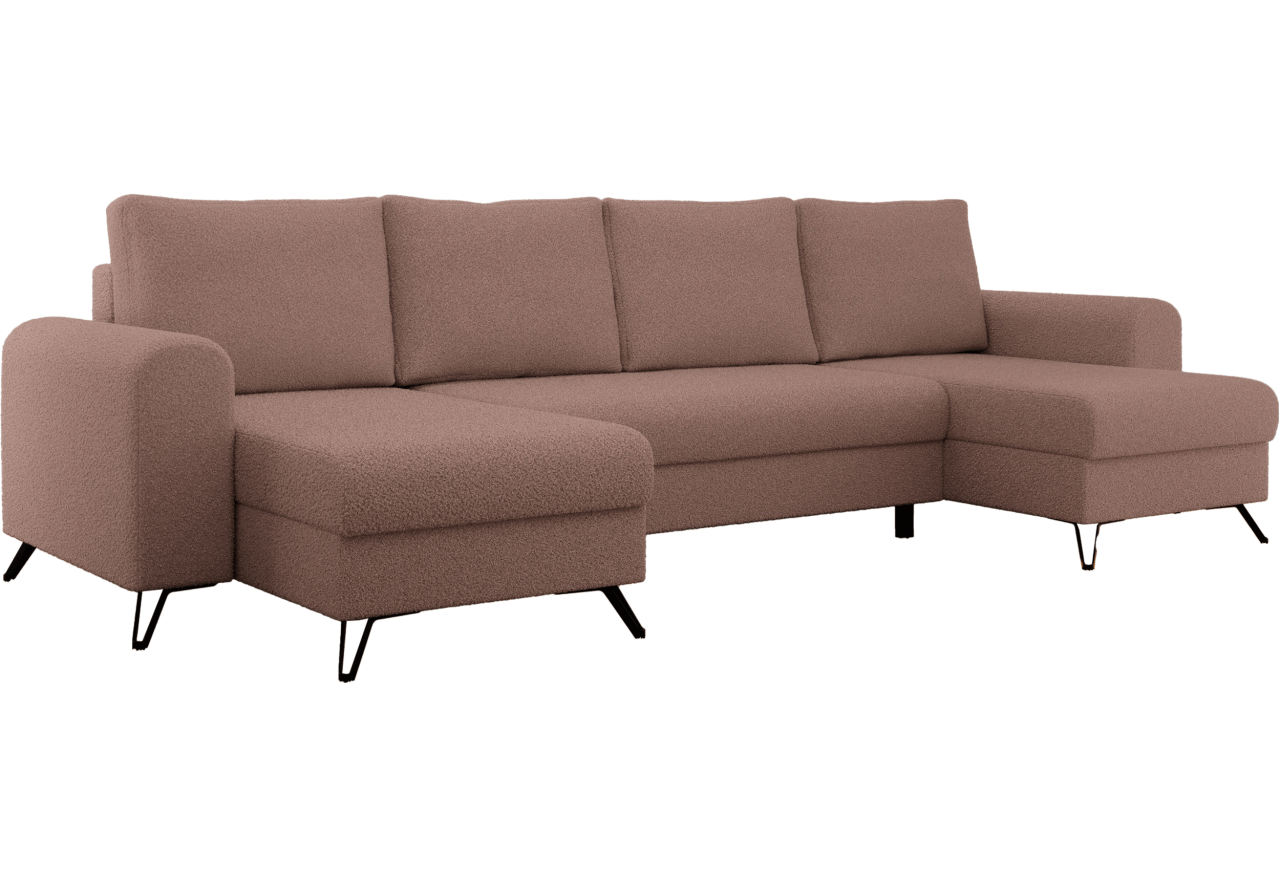 Narożnik AXEL U - uniwersalny - różowy, boucle