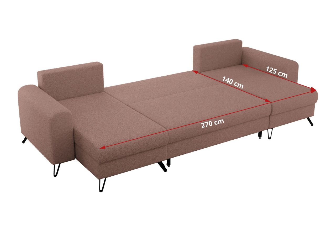 Narożnik AXEL U - uniwersalny - różowy, boucle