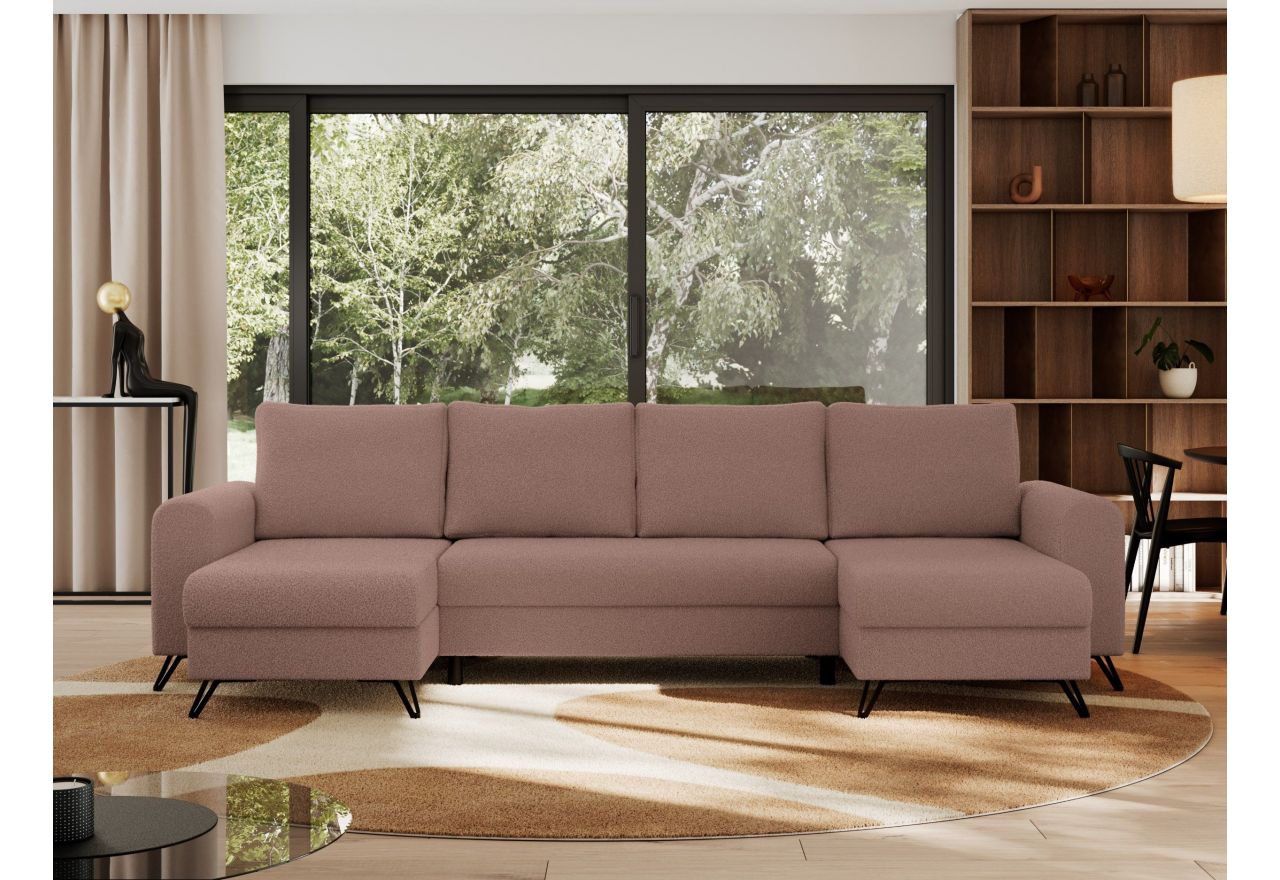 Narożnik AXEL U - uniwersalny - różowy, boucle