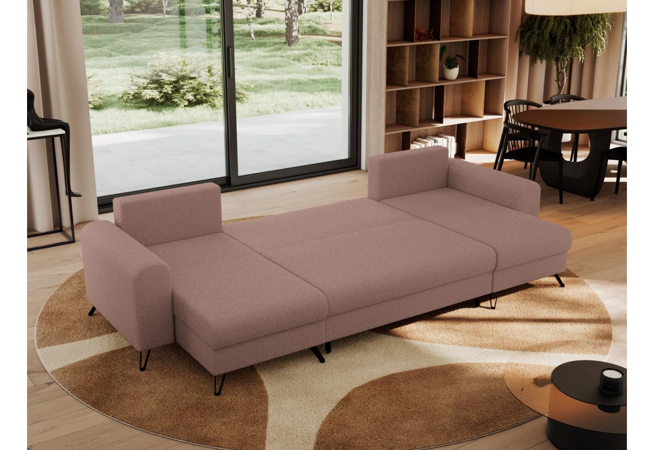 Narożnik AXEL U - uniwersalny - różowy, boucle