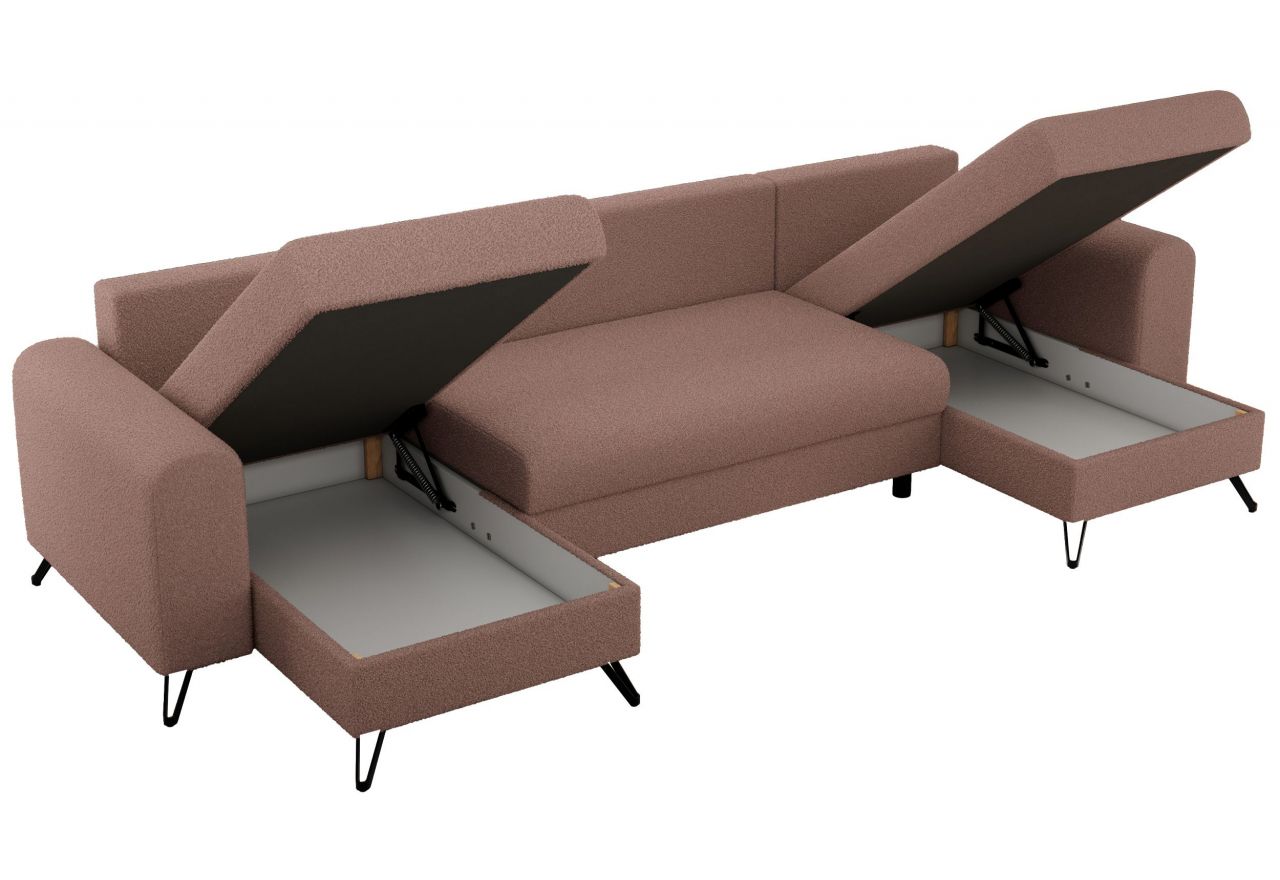 Narożnik AXEL U - uniwersalny - różowy, boucle