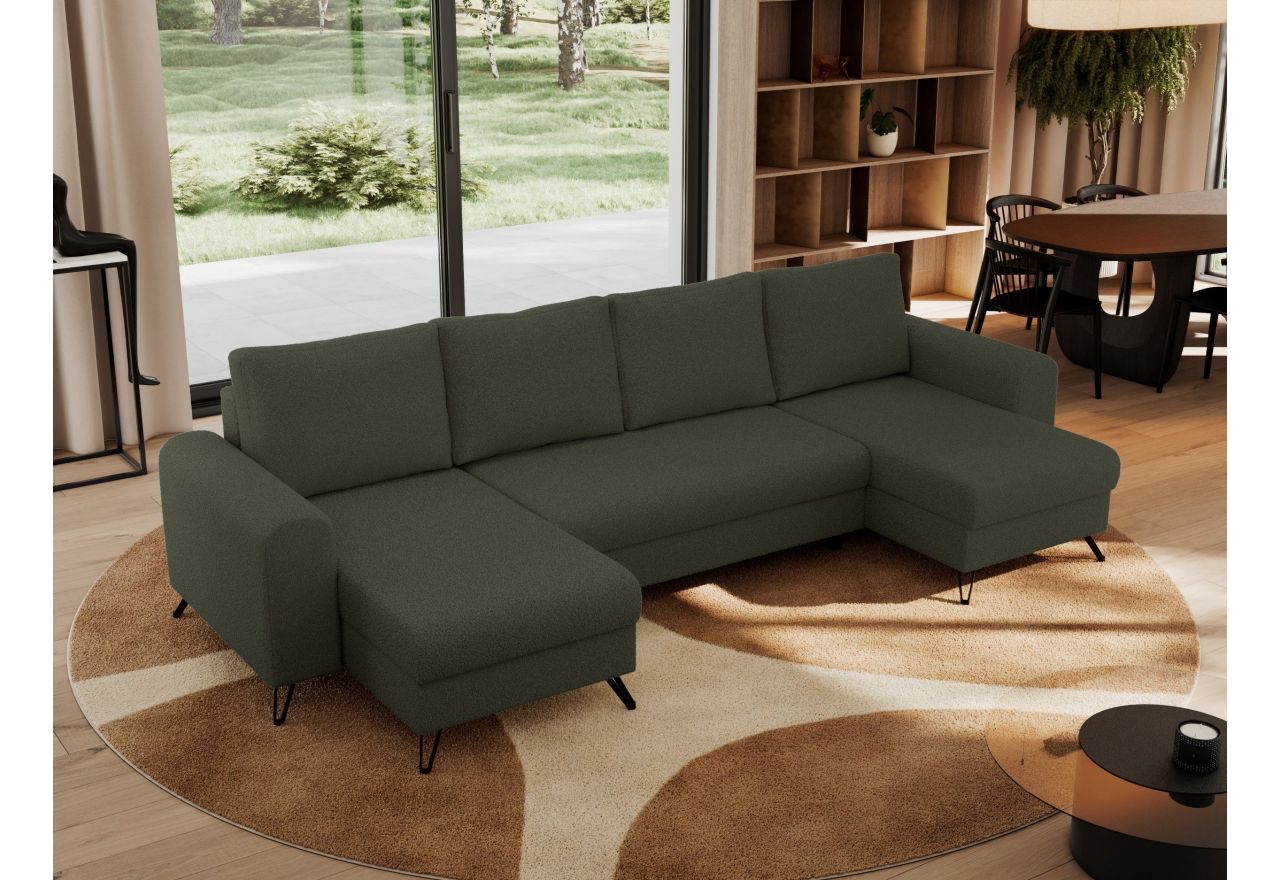 Narożnik AXEL U - uniwersalny - zielony, boucle