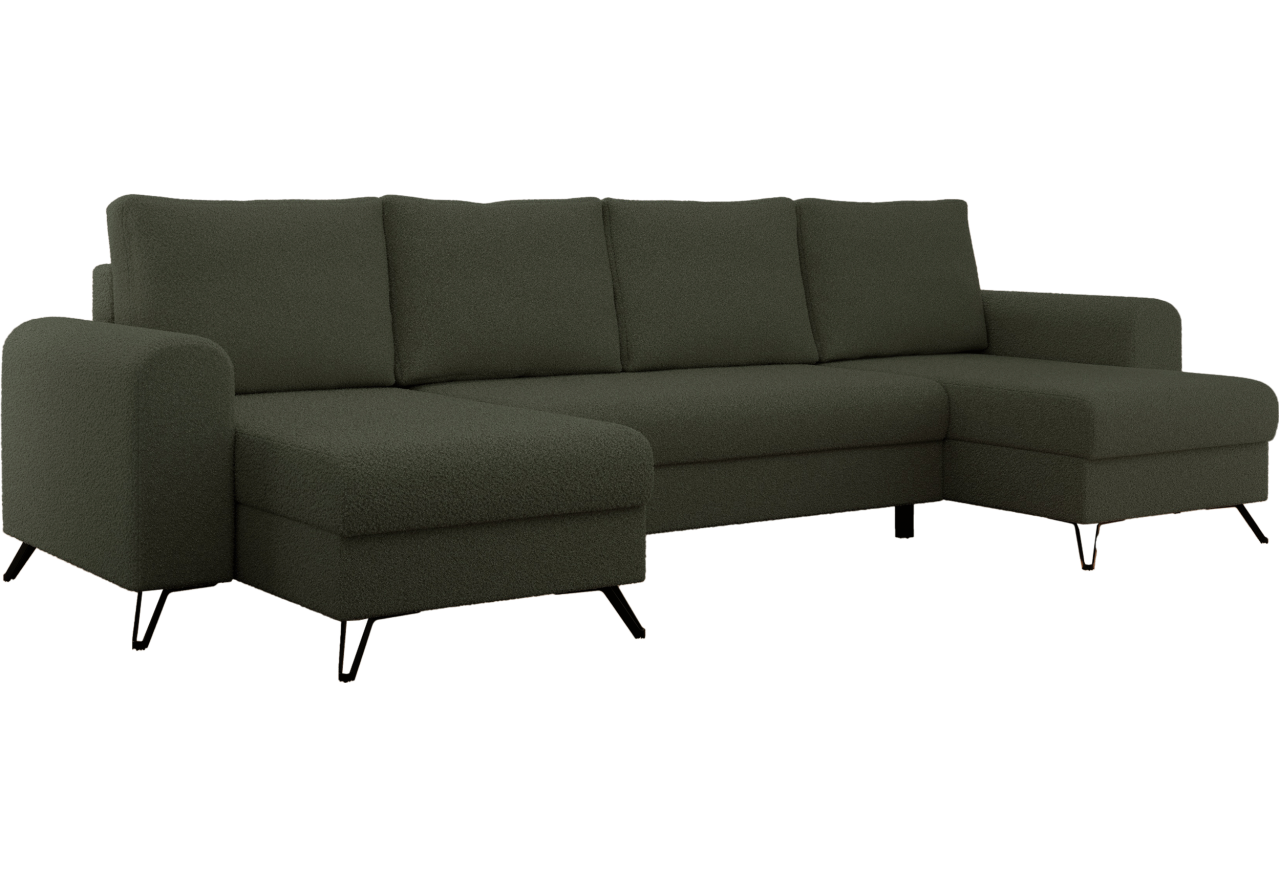 Narożnik AXEL U - uniwersalny - zielony, boucle