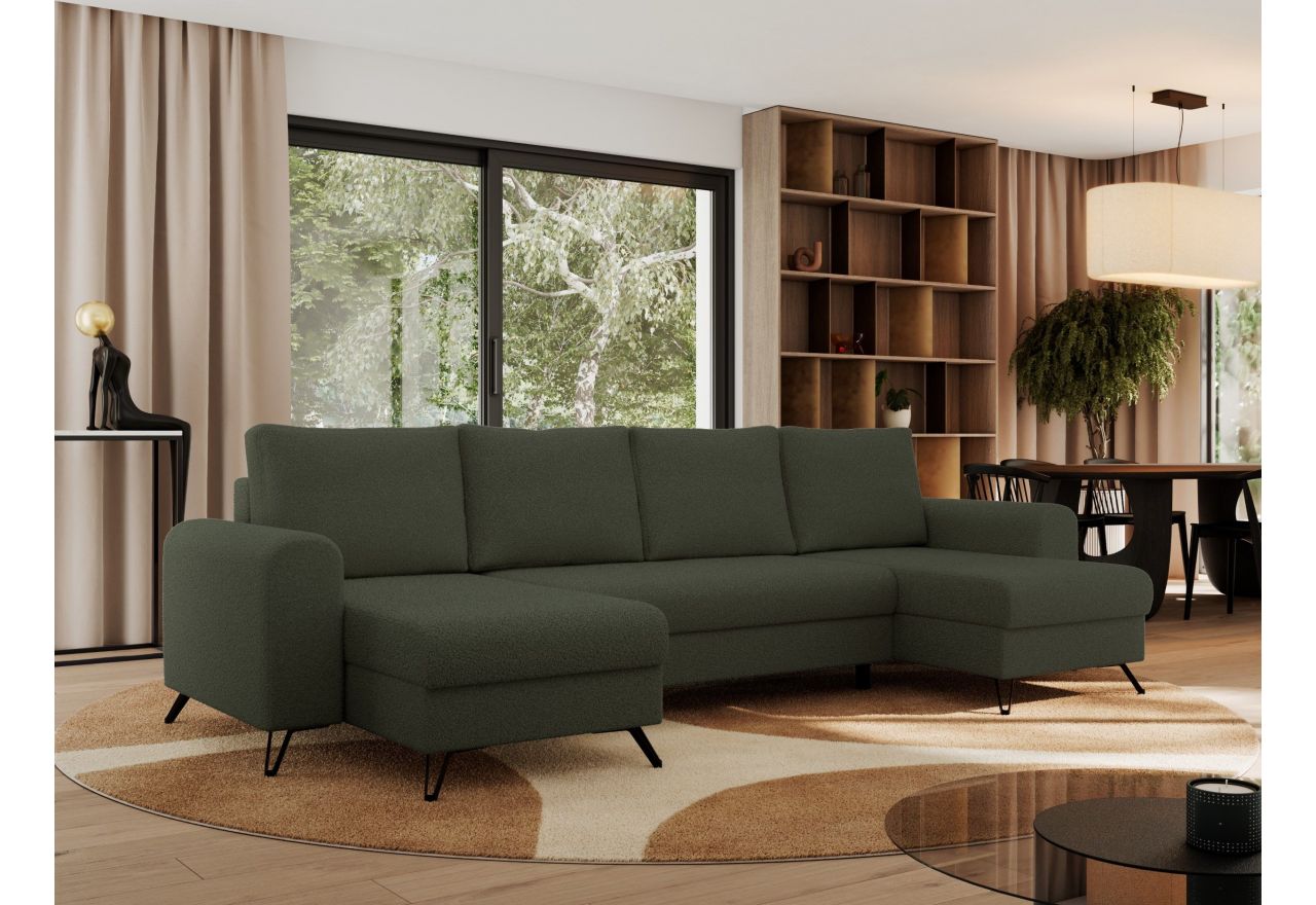 Narożnik AXEL U - uniwersalny - zielony, boucle