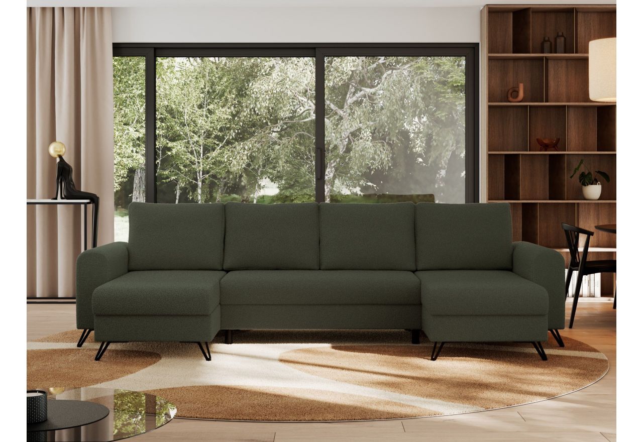 Narożnik AXEL U - uniwersalny - zielony, boucle