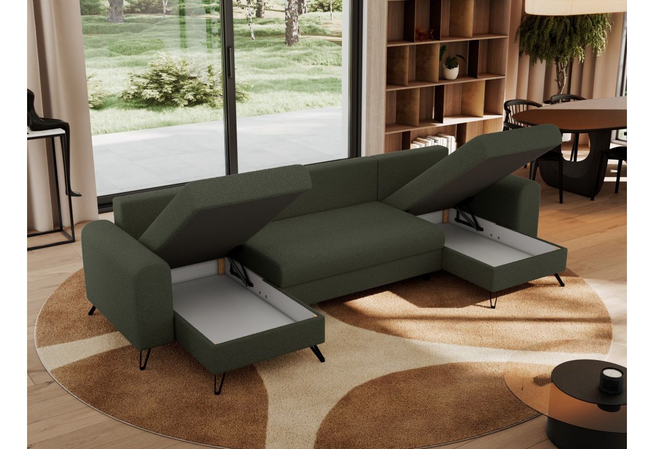 Narożnik AXEL U - uniwersalny - zielony, boucle