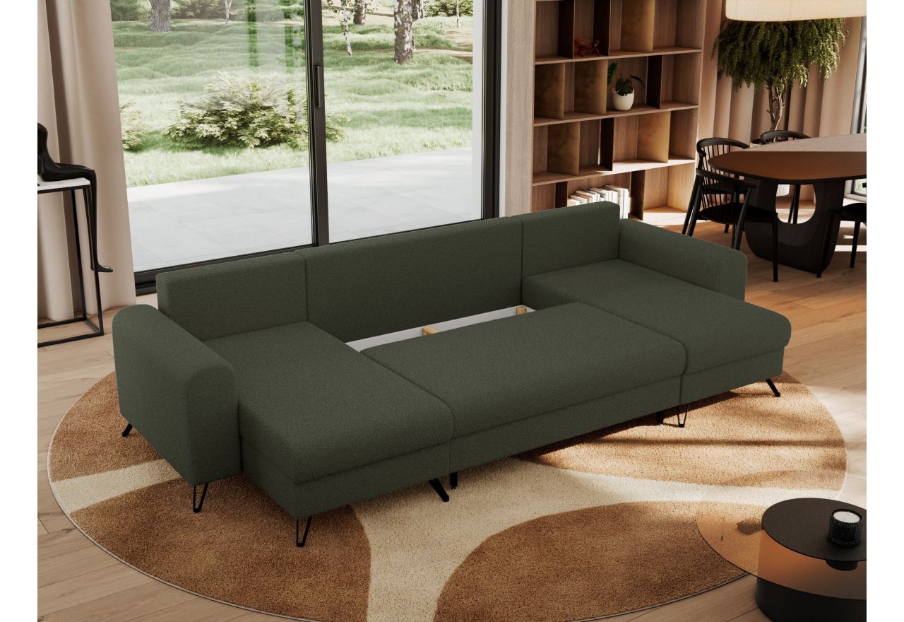 Narożnik AXEL U - uniwersalny - zielony, boucle