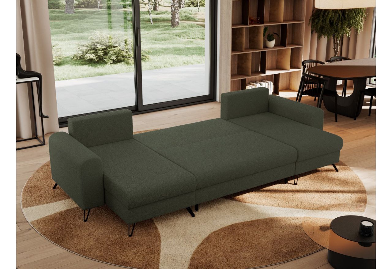 Narożnik AXEL U - uniwersalny - zielony, boucle