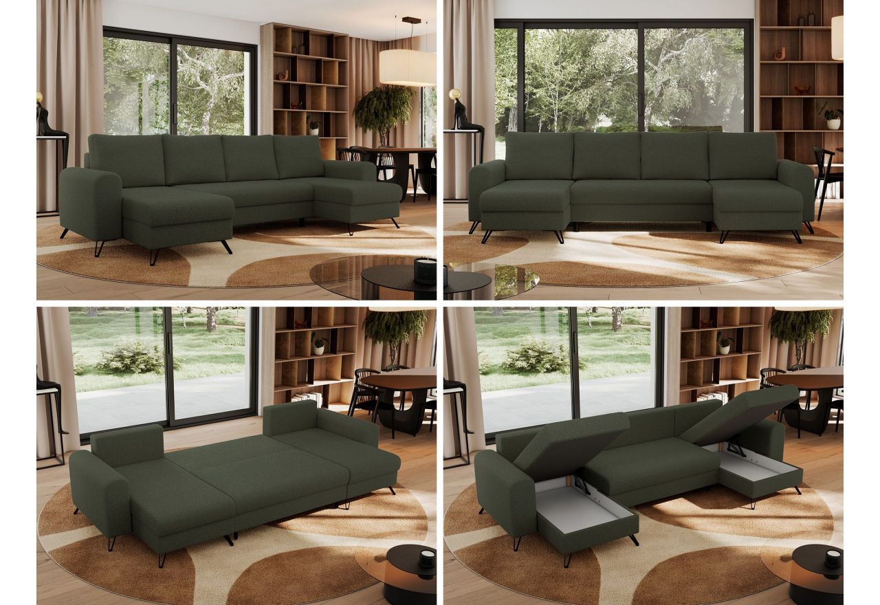 Narożnik AXEL U - uniwersalny - zielony, boucle