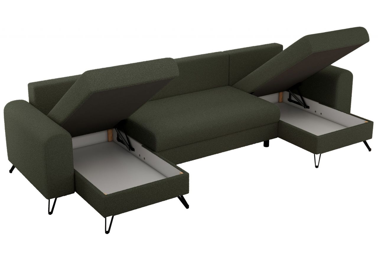 Narożnik AXEL U - uniwersalny - zielony, boucle