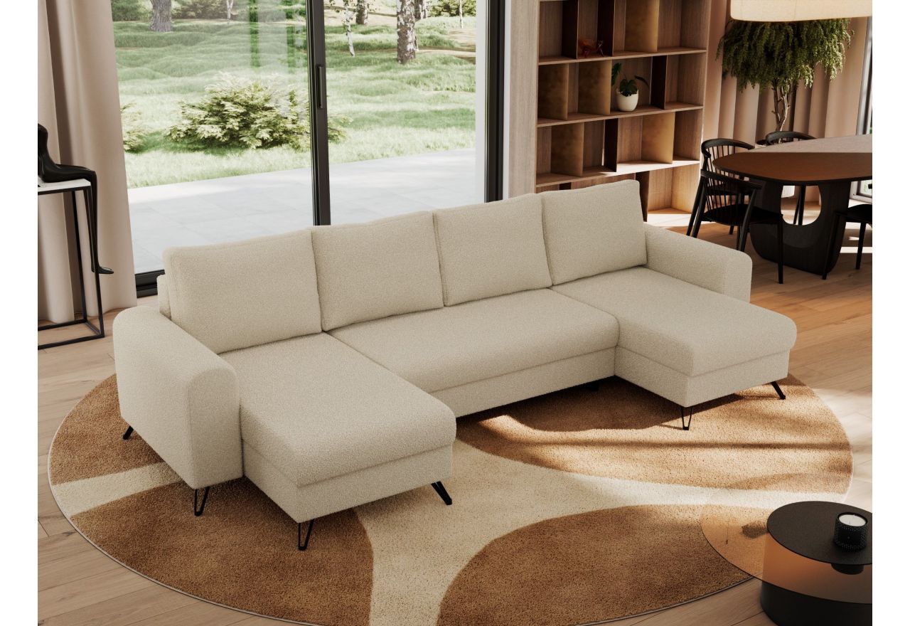 Narożnik AXEL U - uniwersalny - kremowy, boucle