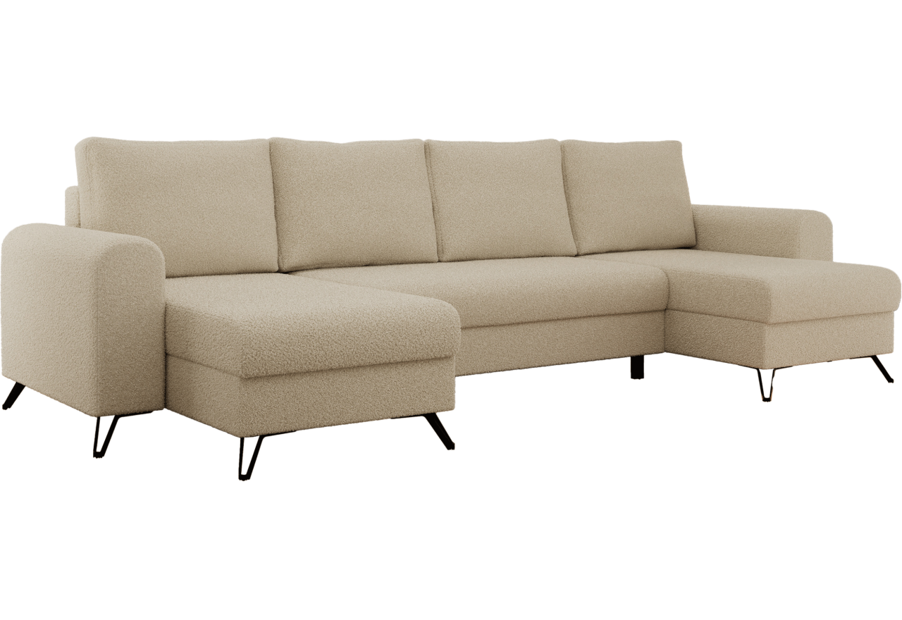 Narożnik AXEL U - uniwersalny - kremowy, boucle