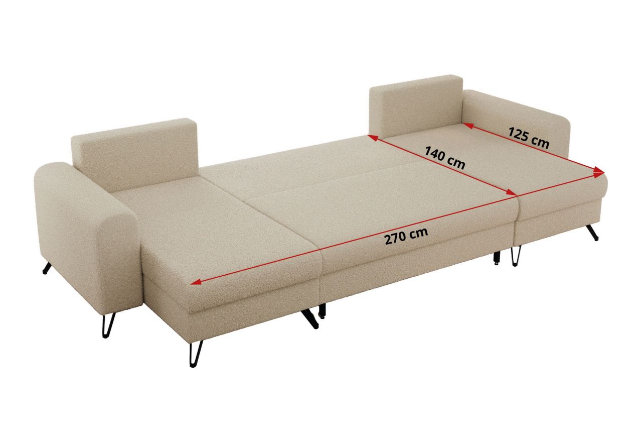 Narożnik AXEL U - uniwersalny - kremowy, boucle