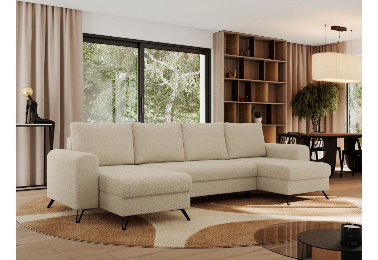 Narożnik AXEL U - uniwersalny - kremowy, boucle