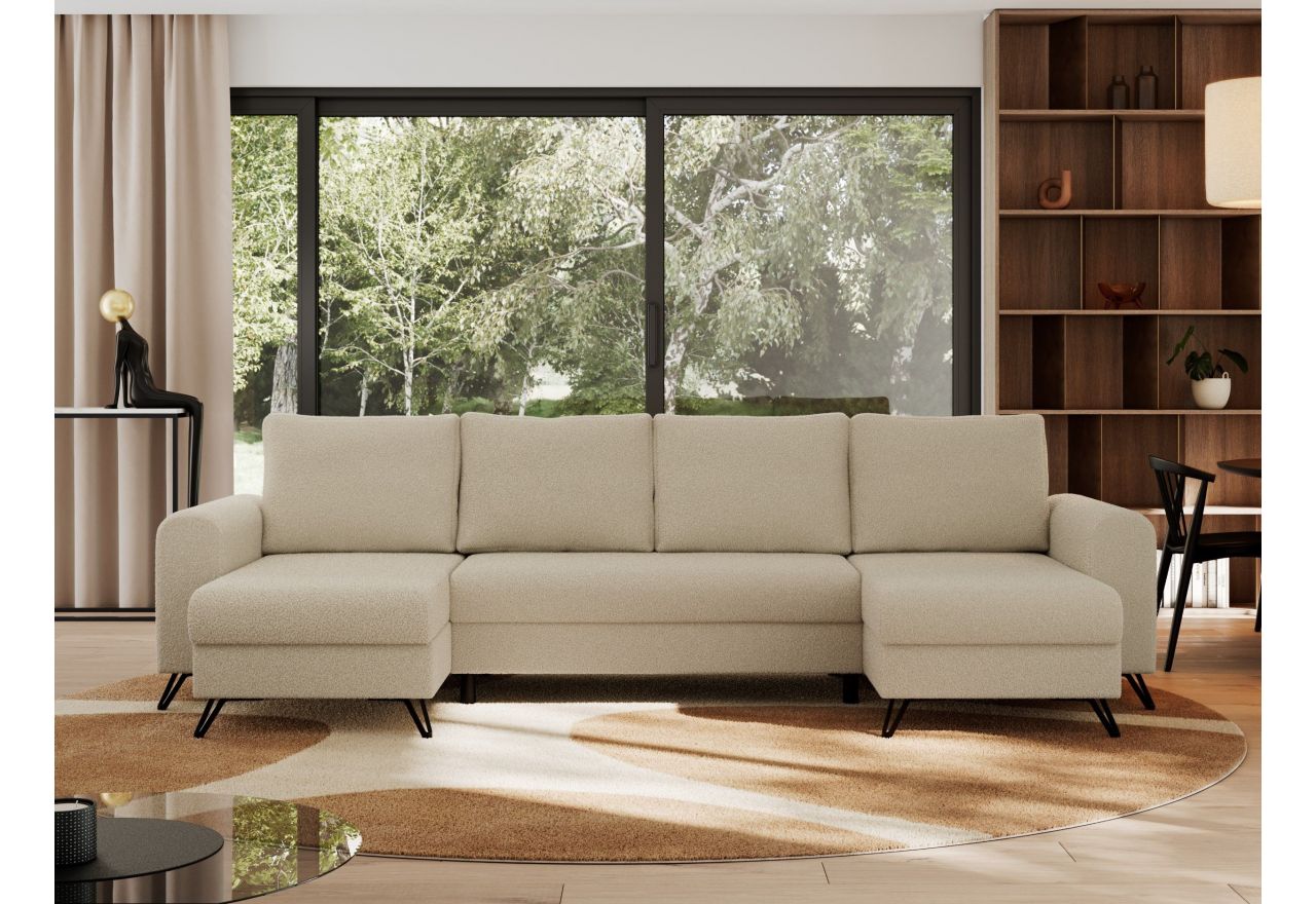 Narożnik AXEL U - uniwersalny - kremowy, boucle