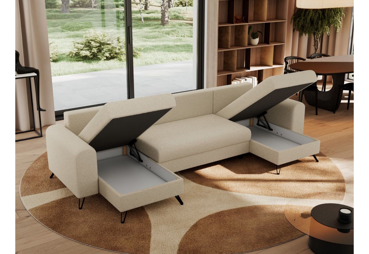 Narożnik AXEL U - uniwersalny - kremowy, boucle