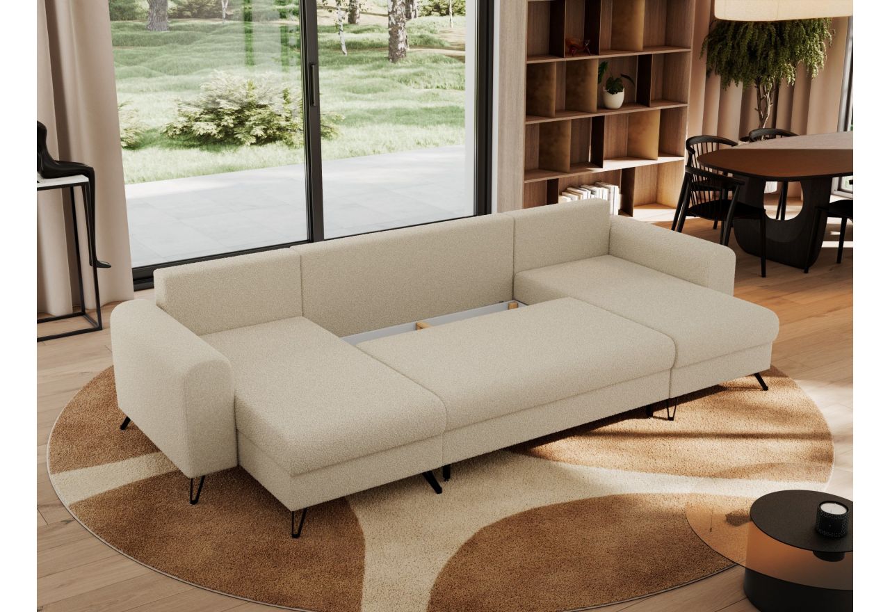 Narożnik AXEL U - uniwersalny - kremowy, boucle