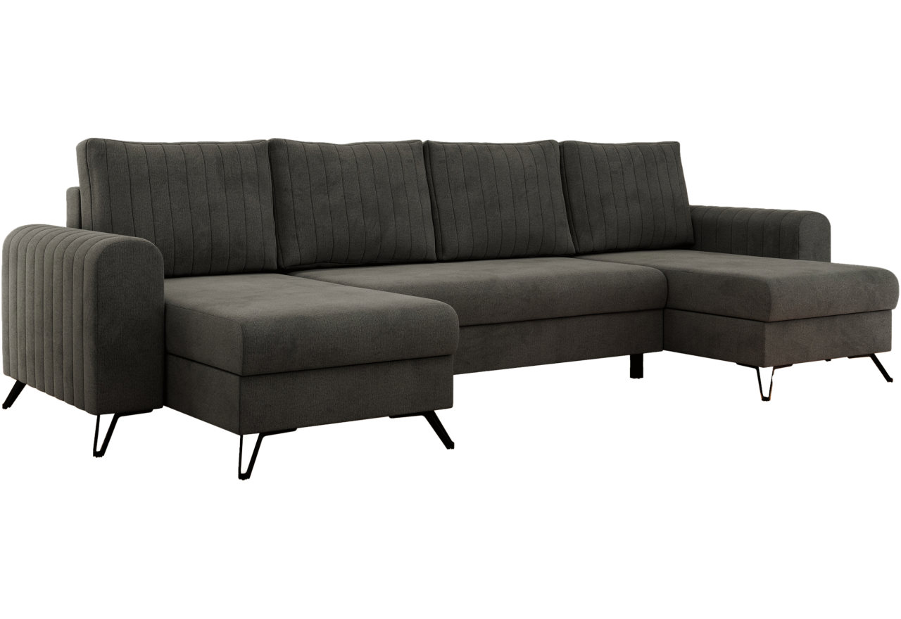 Narożnik AXEL U - uniwersalny - ciemnoszary, welwet