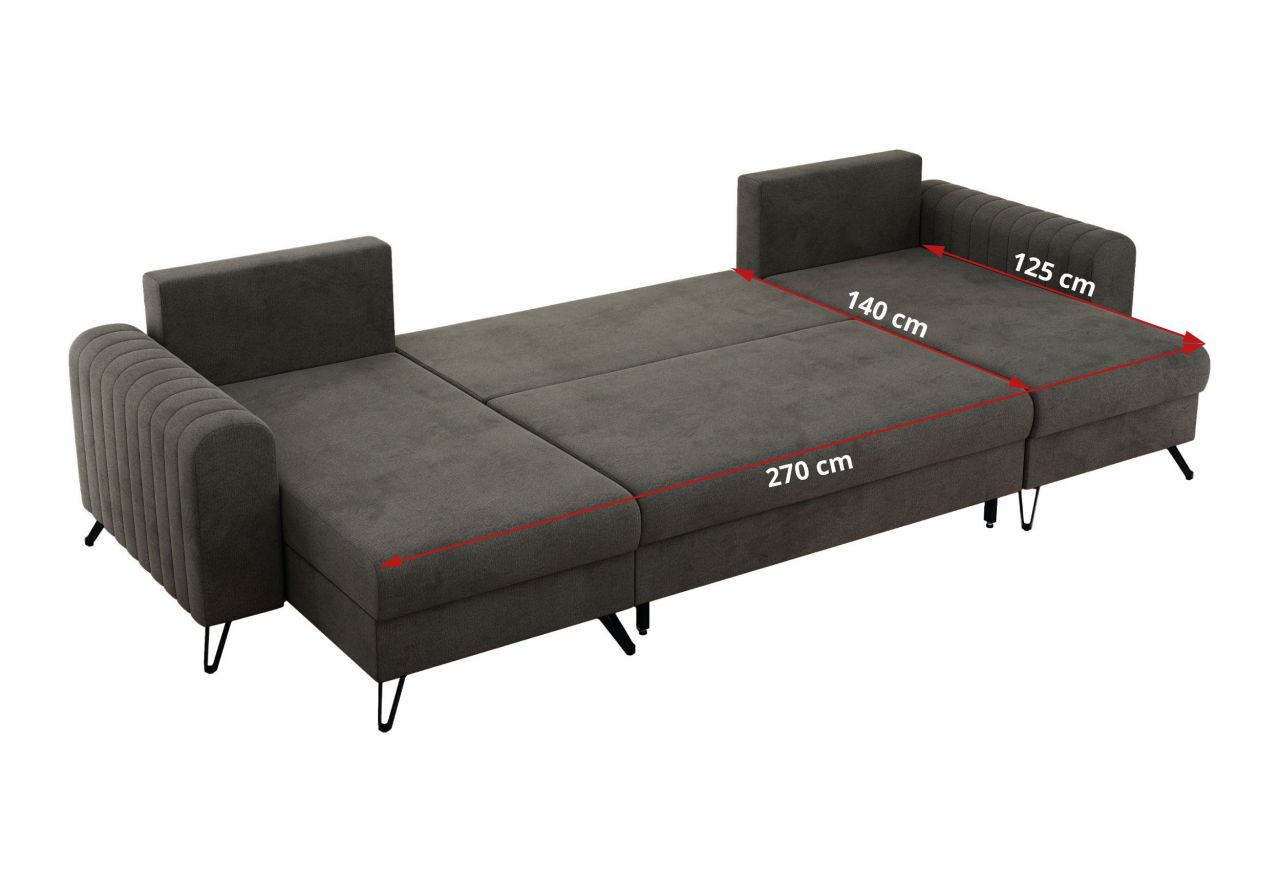 Narożnik AXEL U - uniwersalny - ciemnoszary, welwet