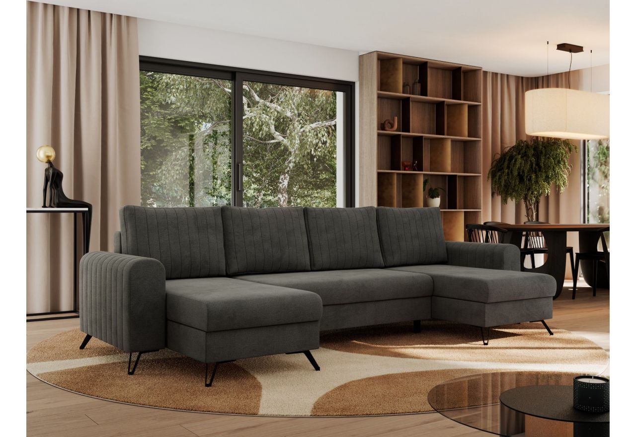 Narożnik AXEL U - uniwersalny - ciemnoszary, welwet