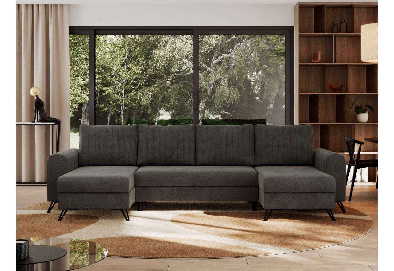 Narożnik AXEL U - uniwersalny - ciemnoszary, welwet