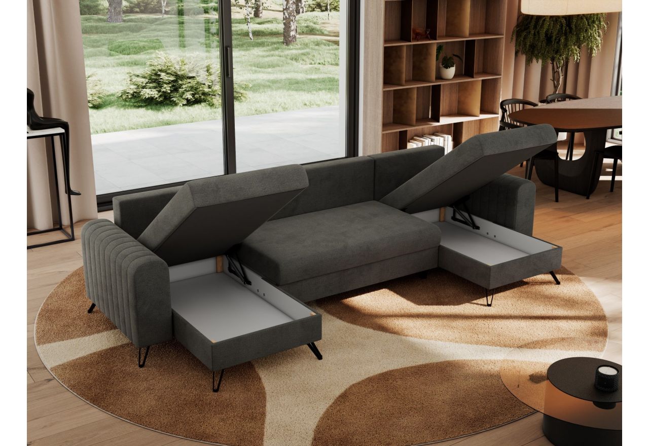 Narożnik AXEL U - uniwersalny - ciemnoszary, welwet